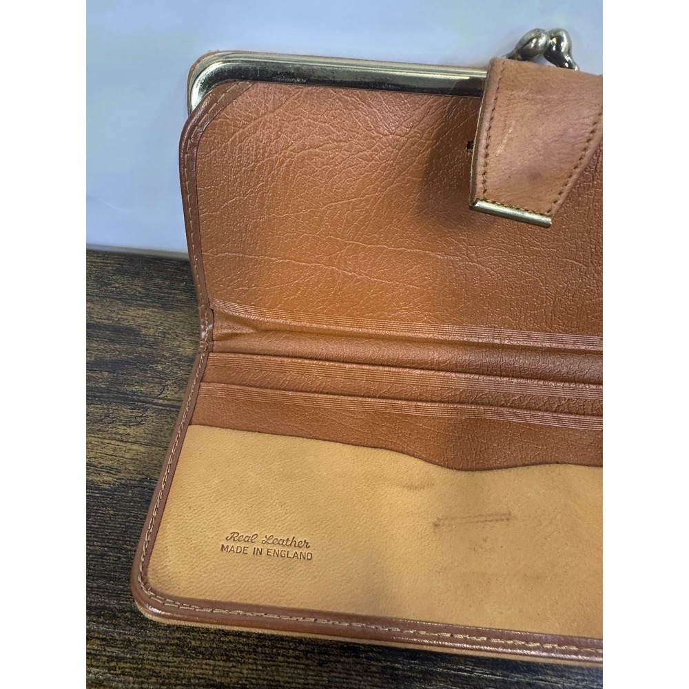 Vintage London Big Ben Tower Bridge Real Leather Kiss Lock Bifold Wallet England - Picture 8 of 16